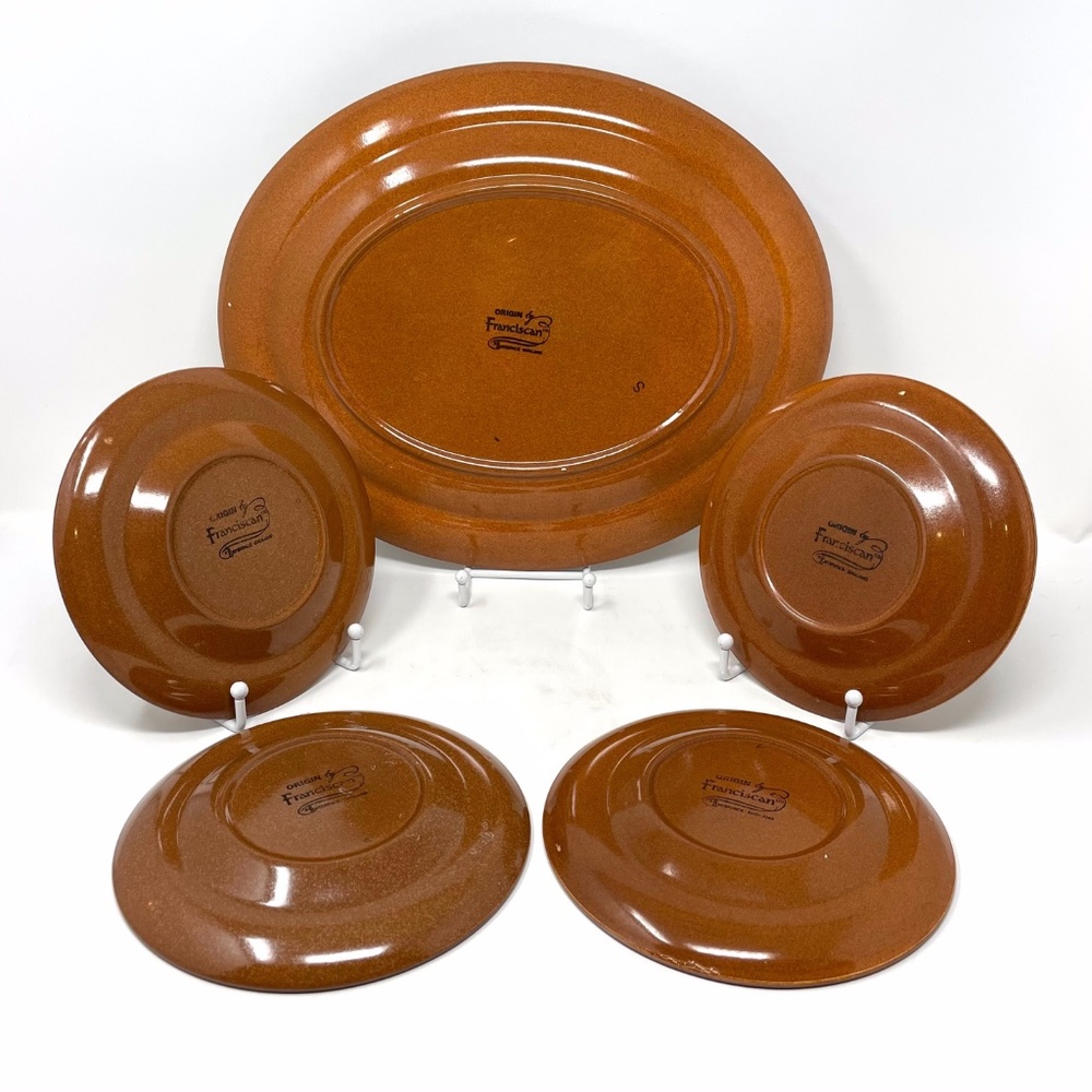 Vintage Franciscan Origin Pattern Oval Platter 13 1/2'' & 4 Appetizer Plates - Picture 3 of 6